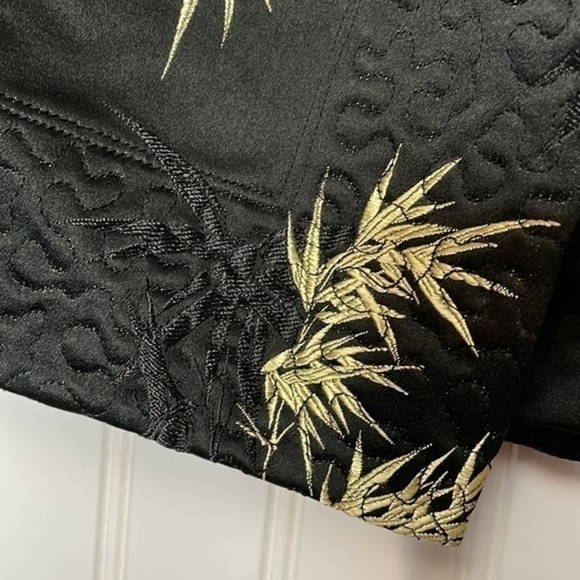 Handmade Quilted Asian Inspired Black & Gold Bamboo Print Jacket‎ - Picture 8 of 8